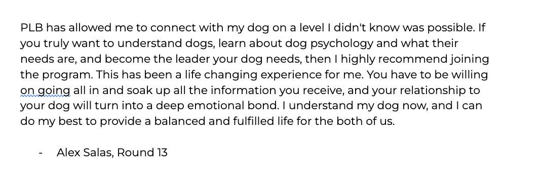 Alex Salas' written testimonial
